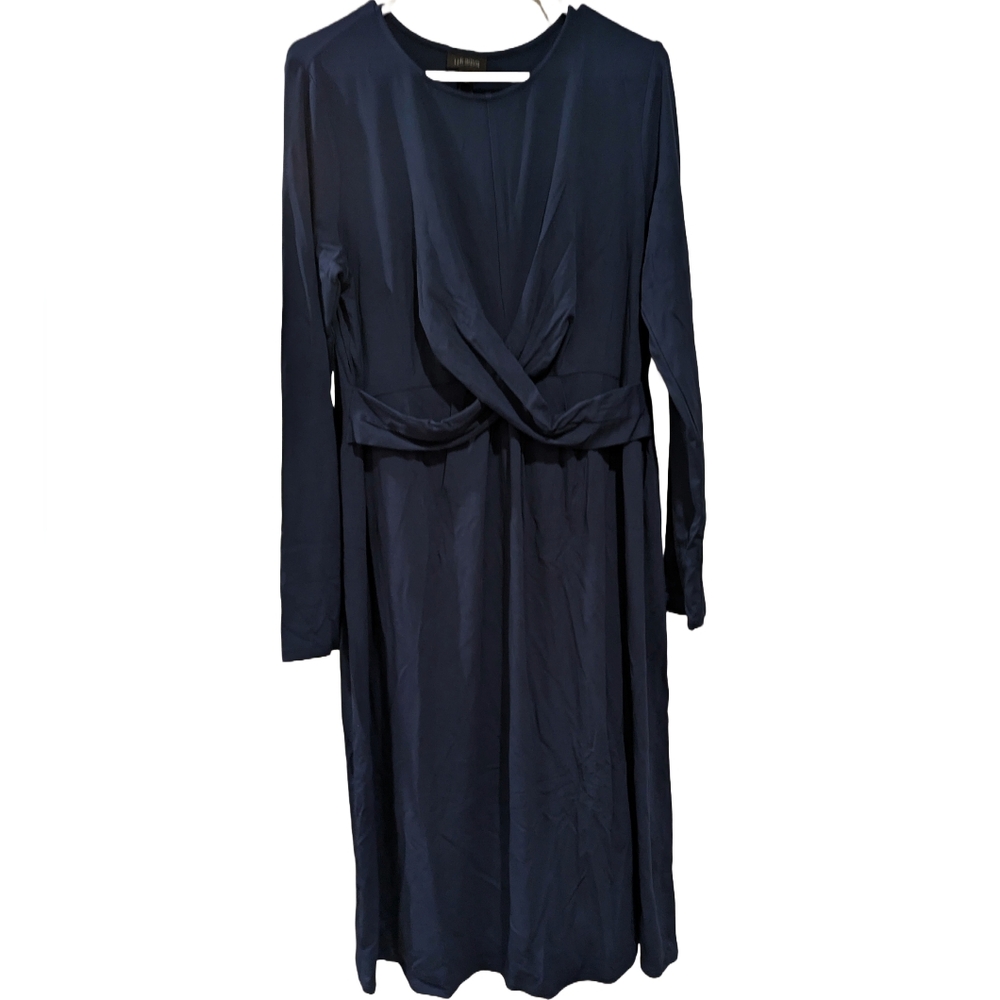 J. Jill Wearever Collection Midi Stretch Jersey Dress Navy Blue Size Large Tall